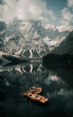 Lake Braies, landscape, mountain Wallpaper 1600x2560