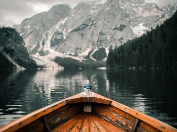 Lake Braies, boat, landscape Wallpaper 1024x768
