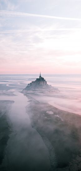 Mont Saint Michel, island, France Wallpaper 1440x3040