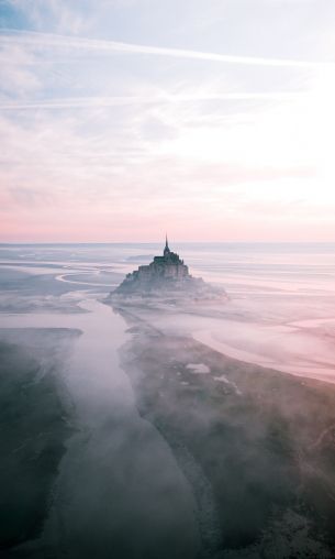 Mont Saint Michel, island, France Wallpaper 1200x2000