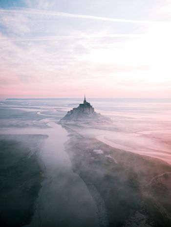 Mont Saint Michel, island, France Wallpaper 1620x2160