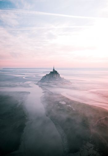 Mont Saint Michel, island, France Wallpaper 1640x2360