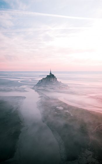Mont Saint Michel, island, France Wallpaper 800x1280