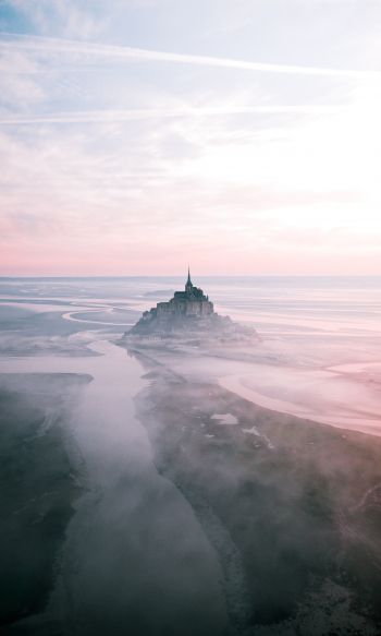 Mont Saint Michel, island, France Wallpaper 1200x2000