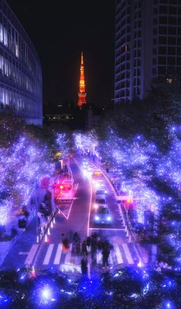 Tokyo, Japan, purple Wallpaper 600x1024