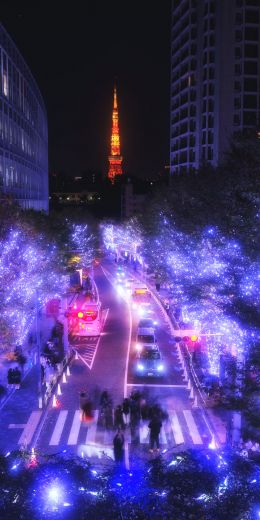 Tokyo, Japan, purple Wallpaper 720x1440