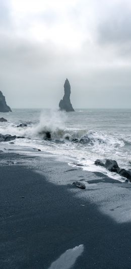 Iceland, sea, waves Wallpaper 1080x2220