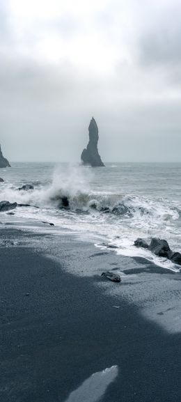 Iceland, sea, waves Wallpaper 1080x2400