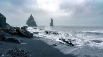 Обои 2560x1440 Исландия, море, волны