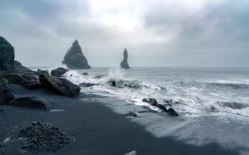 Обои 1920x1200 Исландия, море, волны