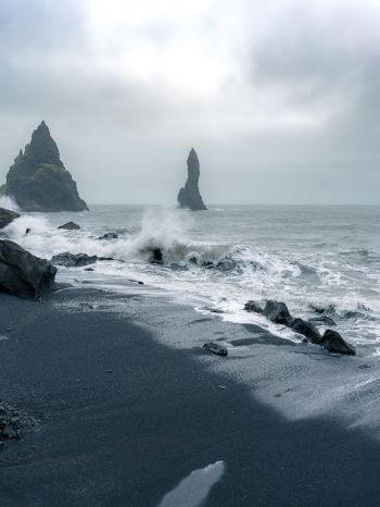Iceland, sea, waves Wallpaper 1536x2048