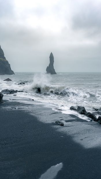Обои 1080x1920 Исландия, море, волны