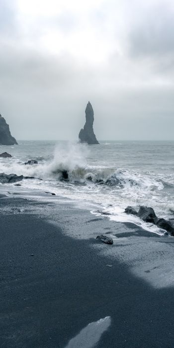 Обои 720x1440 Исландия, море, волны