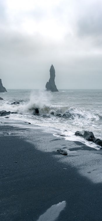 Iceland, sea, waves Wallpaper 828x1792