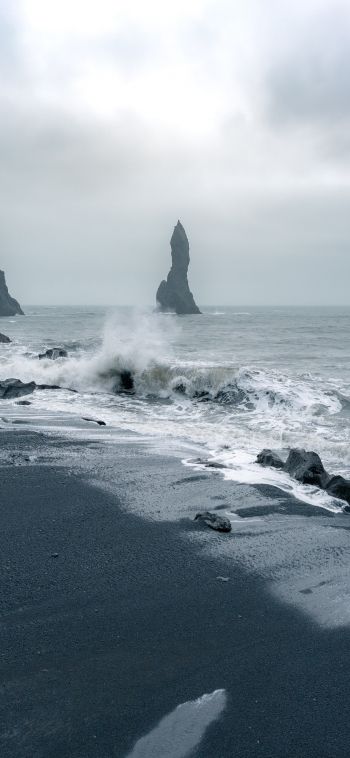 Обои 1080x2340 Исландия, море, волны