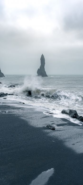 Обои 1080x2400 Исландия, море, волны