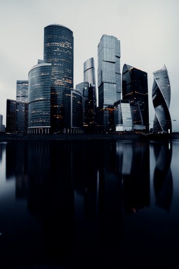 Обои 640x960 Москва-Сити, небоскребы, Москва