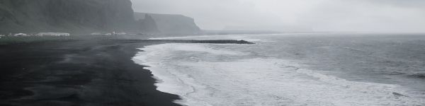 Iceland, beach, sea Wallpaper 1590x400