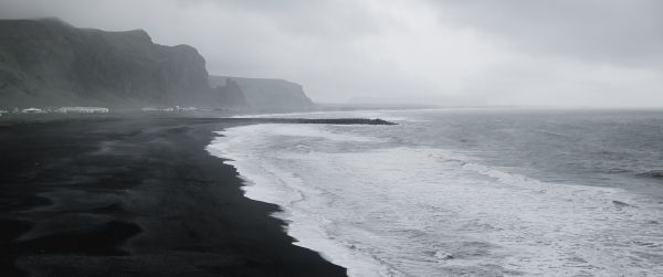 Iceland, beach, sea Wallpaper 3440x1440