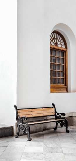 bench, aesthetics of white Wallpaper 1440x3040