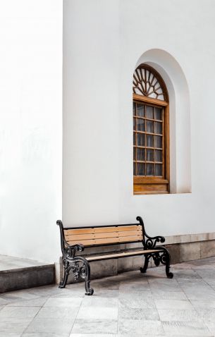 bench, aesthetics of white Wallpaper 3825x6000