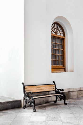 bench, aesthetics of white Wallpaper 640x960