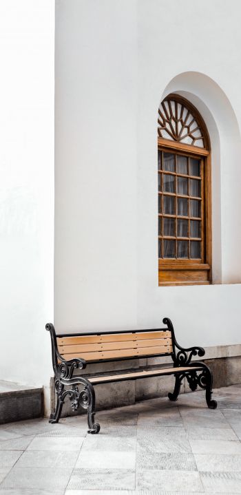 bench, aesthetics of white Wallpaper 1440x2960