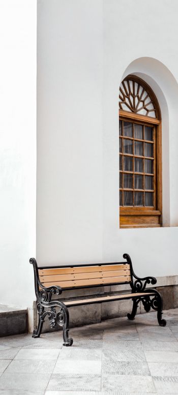 bench, aesthetics of white Wallpaper 1440x3200