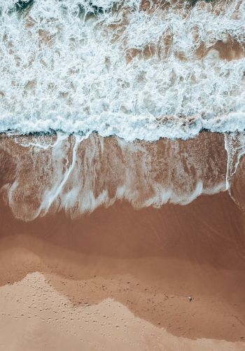 top view, sea foam, beach Wallpaper 1668x2388