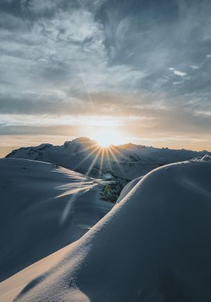 sunrise, winter, snow Wallpaper 3496x5000