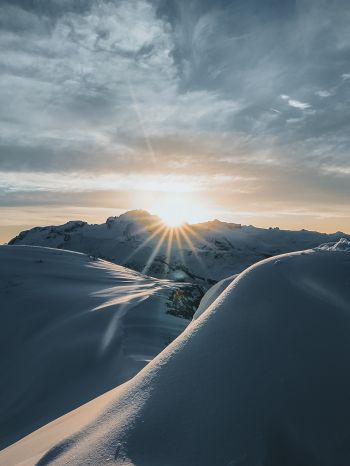 sunrise, winter, snow Wallpaper 1536x2048