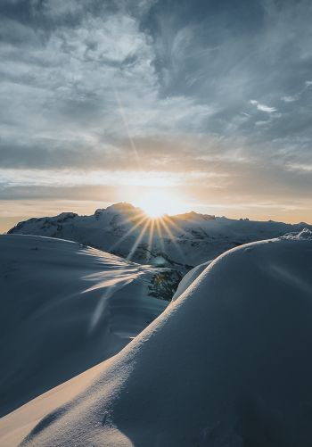 sunrise, winter, snow Wallpaper 1668x2388