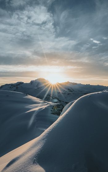 sunrise, winter, snow Wallpaper 1752x2800