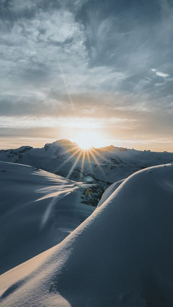 sunrise, winter, snow Wallpaper 640x1136