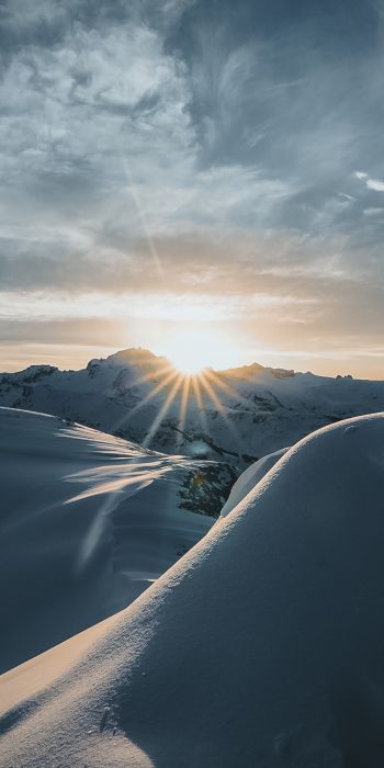 sunrise, winter, snow Wallpaper 720x1440