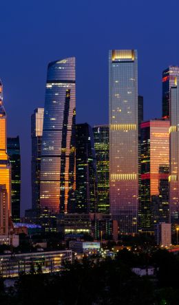 Moscow City, skyscrapers, night Wallpaper 600x1024
