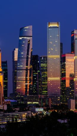 Moscow City, skyscrapers, night Wallpaper 640x1136