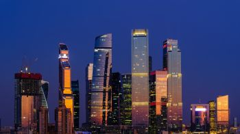 Moscow City, skyscrapers, night Wallpaper 1280x720