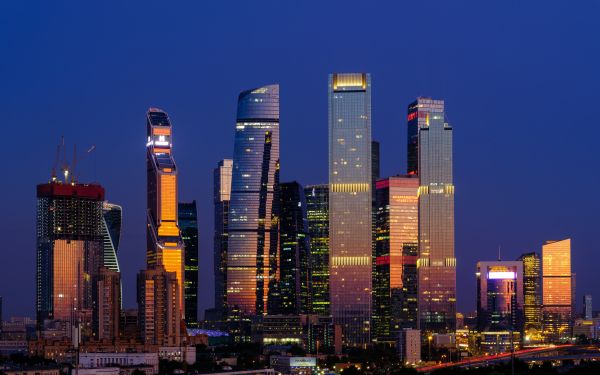 Moscow City, skyscrapers, night Wallpaper 1920x1200