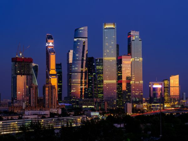 Moscow City, skyscrapers, night Wallpaper 11648x8736