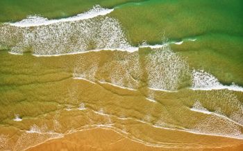 top view, sea, beach Wallpaper 2560x1600