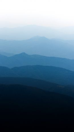 blue gradient, mountain range Wallpaper 640x1136