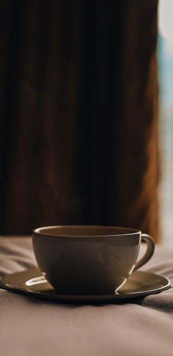 coffee cup, aesthetics, brown Wallpaper 1080x2220