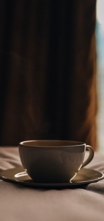 coffee cup, aesthetics, brown Wallpaper 1080x2280