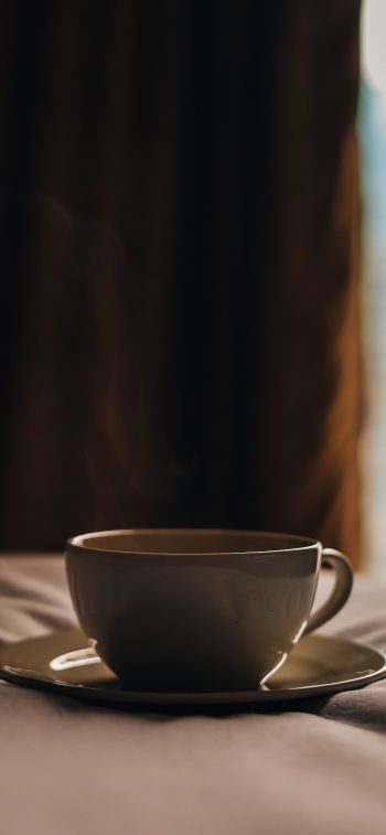 coffee cup, aesthetics, brown Wallpaper 1284x2778