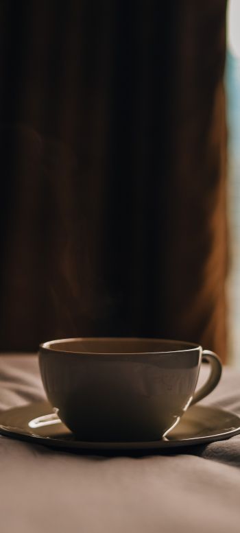 coffee cup, aesthetics, brown Wallpaper 1440x3200