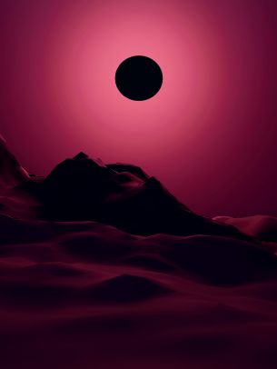 eclipse, red, landscape Wallpaper 1536x2048