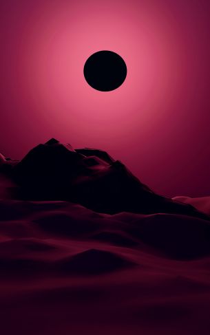 eclipse, red, landscape Wallpaper 1752x2800