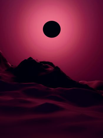 eclipse, red, landscape Wallpaper 1620x2160