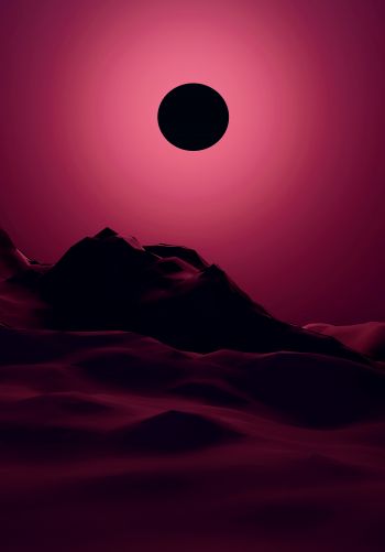 eclipse, red, landscape Wallpaper 1668x2388